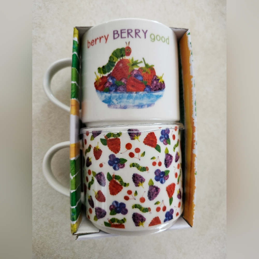 NEW Eric Carle Stacking Mugs 2 piece set berry BERRY good